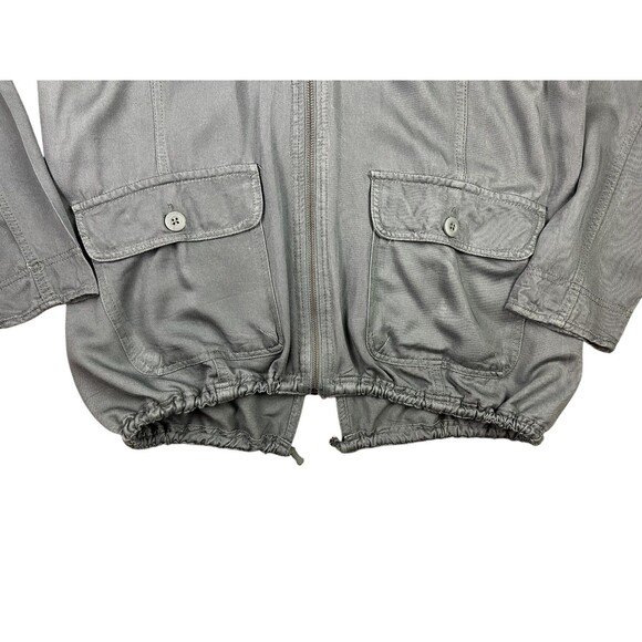 Serra Rayon Spring Hooded Cargo Jacket  Size L  Full Zip Gray  Travel  Outdoor - Picture 3 of 7